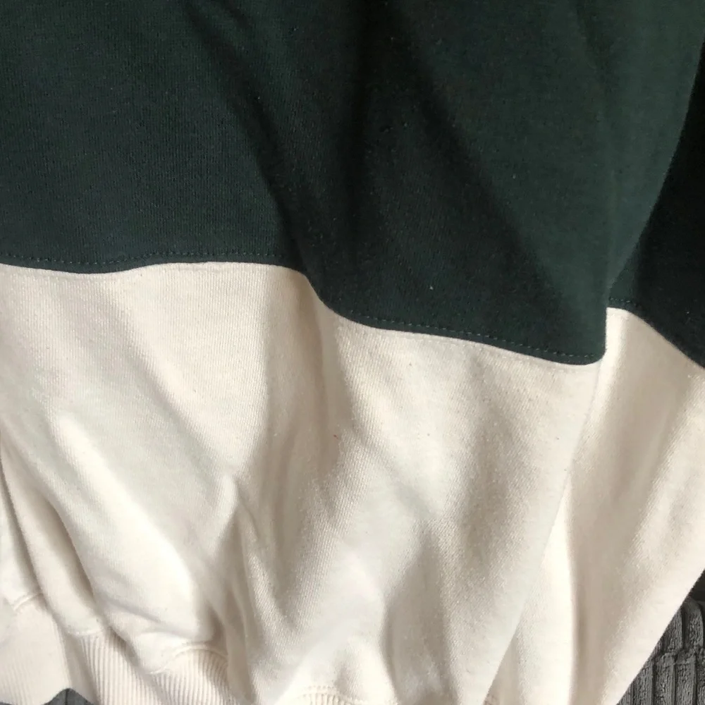 Men's Two-Tone White and Dark Green Sweater Henley